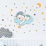 Muurstickers Droombeer en 50 sterren, H 30 x L 35 cm