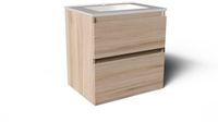 Saniclass Prime Vita Badkamermeubelset - 60x46x60cm - keramische wastafel glans wit - 1 wasbak - 1 kraangat - 2 lades - mat eiken licht