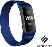 Strap-it Fitbit Charge 4 Milanese band - blauw - Maat: L