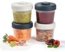 Boîte de conservation pour aliments pour bébé - Lot de 4 - 150 ml - Hermétique avec clips - Gris et bleu