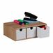 Relaxdays bureau organizer, bamboe, met 3 lades, 9 x 26 x 18 cm, naturel/wit