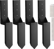 Vevor Reparatieset voor Hekpaalanker, 4 Stuks Binnendiameter 3,5" x 3,5" Stalen Steunpaal voor Hekpaalanker Grondpin voor het Repareren van Gekantelde Gebroken Houten Hekpaalverpakking