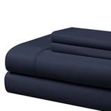 Cathay Home Essentials Ultrazachte, Hypoallergene, Kreukvrije, Dubbel Geborstelde Microvezel Beddengoedset, Marineblauw, Tweepersoons