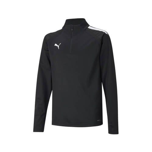 PUMA teamLIGA 14 Zip Top Jr uniseks-kind sweater, Zwart/Witte, 176