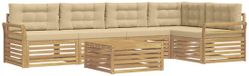 vidaXL Buitenbank Set 6-delig Wit en Beige Polyester