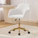 Pangivo Chaise de bureau pivotante en tissu bouclette réglable avec pied doré ivoire 58 x 58 x 86 cm