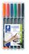 Staedtler Lumocolor Permanent 313, permanente vitstift voor alle oppervlakken, xyleen en tolueen, set met 6 heldere kleuren, ronde punt 0,4 mm, 313 WP6