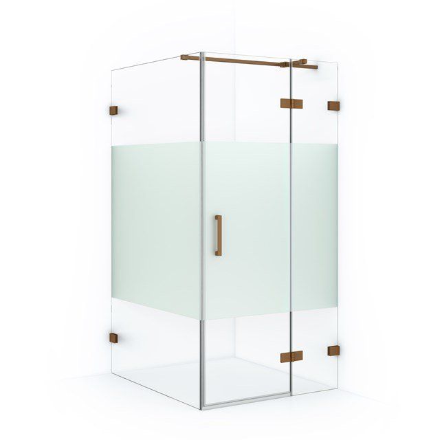 Maxaro Douchecabine Diamond 110x90cm 8mm Helder Veiligheidsglas met Matte Strook Koper