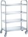 HENDI Serveerwagen – 4 bladen – roestvast staal – 905x585x1245 mm – zwenkwielen met rem