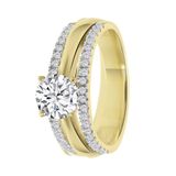 Lucardi Dames Goldplated ring met zirkonia - Ring - Cadeau - Echt Zilver