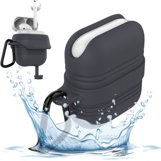 iCall Waterdicht Hoesje voor AirPods - Siliconen Case IP67 - Zwart