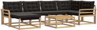 vidaXL Hoek loungeset 7-delig Wit en zwart Massief Acacia Hout