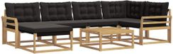 vidaXL Hoek loungeset 7-delig Wit en zwart Massief Acacia Hout
