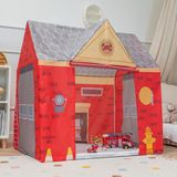 Selonis Speelhuis brandweer 110x80x115 - Speeltent voor binnen - Kindertent speelhuis - Rood-Grijs
