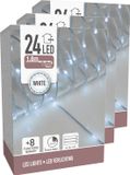 Merkloos Koopman International Draadverlichting lichtsnoer - 3x - 24 lampjes - helder wit - op batterij - 180 cm