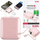 Swissten Powerbank 10000mAh, écran LCD, câble USB-C vers Lightning, PD 22,5W