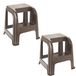 Plasticforte Marchepied - 2x - 2 marches - marron - plastique - 44 x 42 x 45 cm - jusqu'à 100 kg - Marchepied - Escabeau