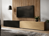 KINGSTON DUO Meuble TV-HiFi 2 portes battantes 210 cm chêne/noir mat