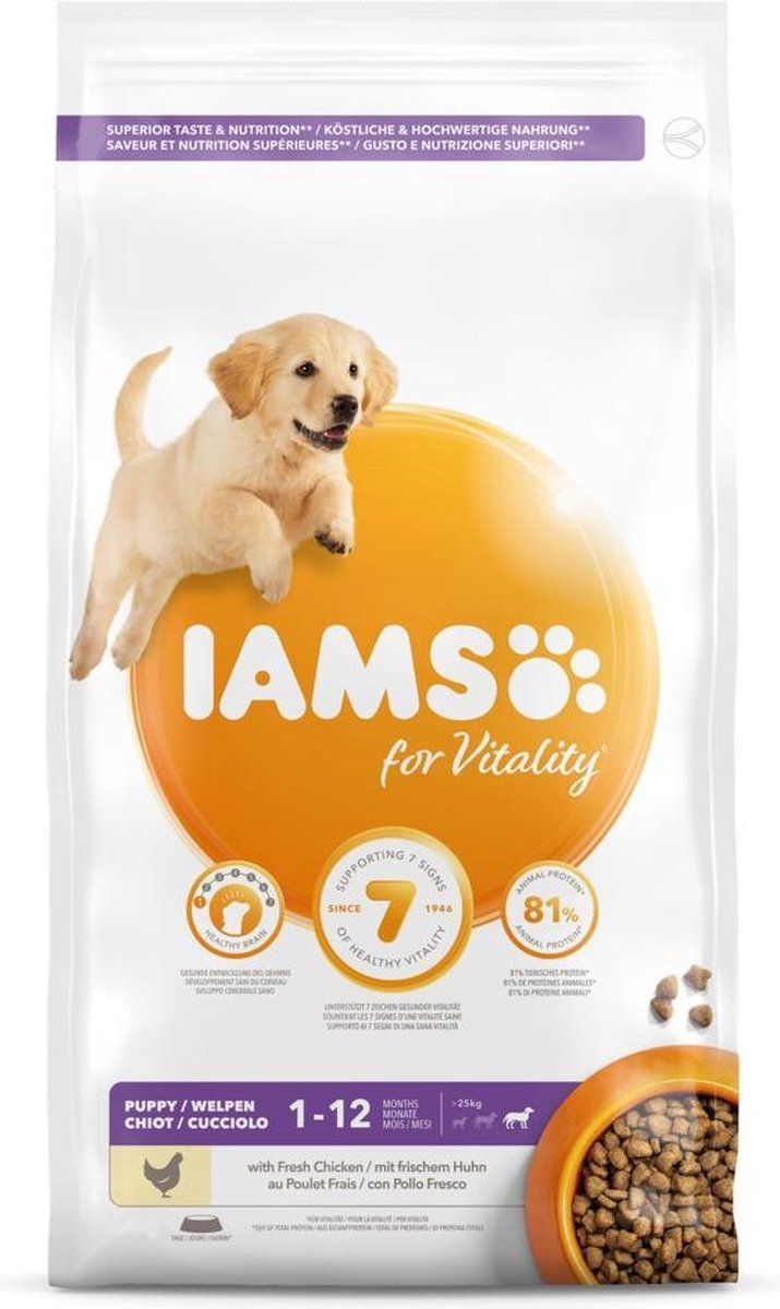 Iams Dog Puppy - Junior Large Kip 3 kg (3 stuks)