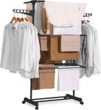 newteck Newlux wasrek, verticaal, opvouwbaar, XXL Fold Care V60, zwart met wielen