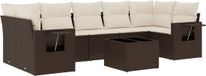 vidaXL Loungeset met kussens, polyrotan, bruin