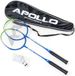 Apollo Badmintonset Match Pro 400 - Badmintonracket voor kinderen en volwassenen, bijzonder lichtgewicht badmintonracket met aluminium frame, badmintonracketset voor training, sport en plezier, met tas