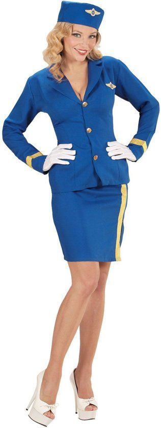 Widmann Stewardess Kostuum Koninklijke Stewardess Vrouw Medium Carnaval kostuum Verkleedkleding