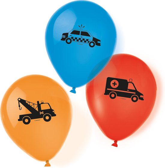 Amscan - On The Road 6 Ballonnen (28 cm) Blauw/Oranje/Rood