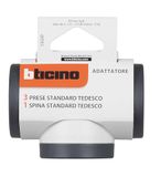 Bticino Adapter S3626D, 3 Schuko-stopcontacten, Duitse standaard, grote stekker 16 A, meervoudige stekkerdoos aan 3 zijden, vermogen tot 3500 W, veelzijdige meervoudige adapter, ruimtebesparend, mat