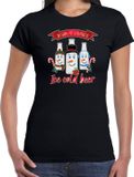 Bellatio Decorations fout kersttrui t-shirt dames - IJskoud bier - zwart - Christmas beer S