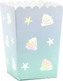 Merkloos / Sans marque Partydeco Popcorn bakjes - zeemeermin/oceaan thema - 12,5 cm - Setje van 6 stuks