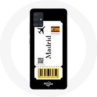 Maniacase Etui voor Samsung Galaxy A51 4G vliegticket Madrid Spanje