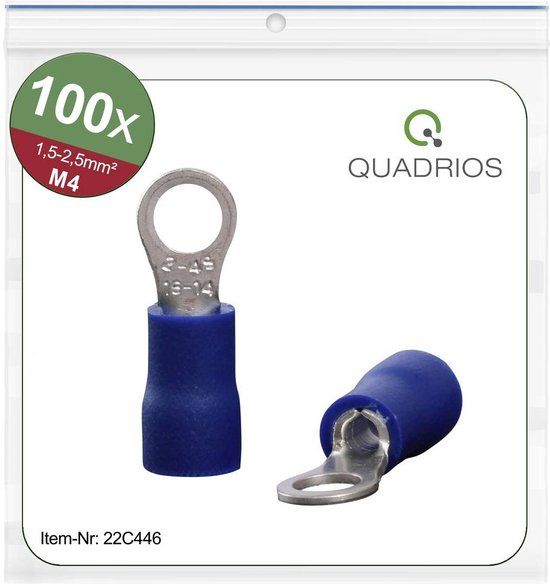 Quadrios 22C446 Ringkabelschoen 2.5 mm² / 4.3 mm - Blauw (1 stuk)