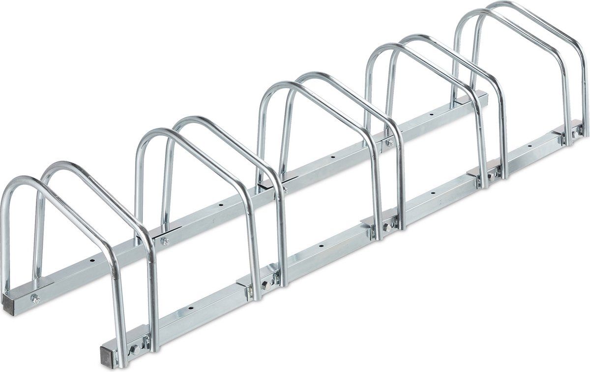 Relaxdays Fietsenrek Metaal voor Fietsen - Fietsenstandaard - 60 mm dikke banden - Zilver