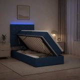 vidaXL LED-opbergbed met matras, Blauw, 100 x 200 cm, Stof