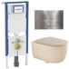 Geberit QeramiQ Dely Swirl Toiletset - 36.3x51.7cm - Geberit UP720 Duofix Sigma inbouwreservoir - slim zitting - steel bedieningsplaat - rechthoekige knoppen - mat beige