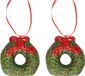 Koopman International Kersthanger kerstkrans - 2x - rouge - 8 cm - céramique