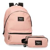 Pepe Jeans Aris Kleurrijke rugzak + schooltas, draagbaar, 15,6 inch, roze, 31 x 44 x 15 cm, polyester, 23,87 l, Roze, Eén maat, rugzak + pennenetui