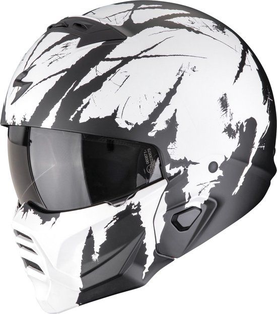 Scorpion EXO Combat II Marauder Jethelm - Zwart/Wit - Maat L