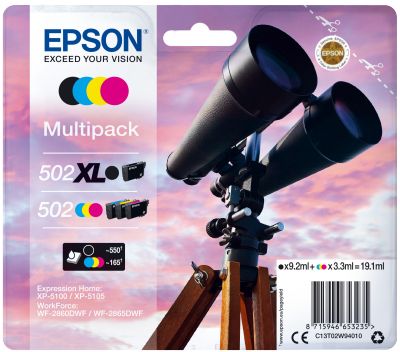 Epson 502 XL Compatible Ink Cartridge Multipack - Black, Cyan, Magenta, Yellow - 4 Pack