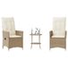 Icecat Ensemble de bistro 3 pièces avec coussins poly rotin beige