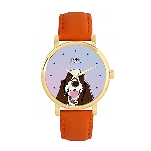 Toff London Bruin Wit Cocker Spaniel Hoofd Hondenhorloge - 5059656705949