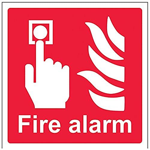 VSafety Fire Alarm Logo Sign - 150mm x 150mm - Rigid Plastic