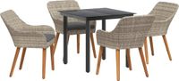 vidaXL Eettafel Set Lichtgrijs Polyrattan