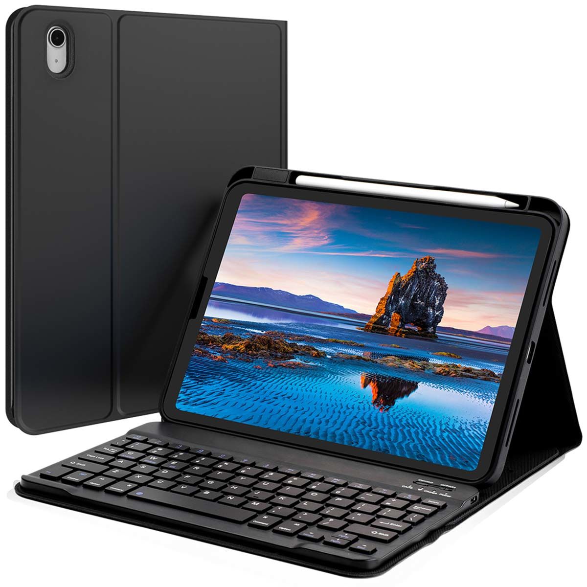 Accezz QWERTY Bluetooth Keyboard Bookcase for iPad 10.9" - Black