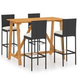 Barset de jardin 5 pièces avec coussins noir