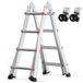 VEVOR Telescopische ladder met A-frame, 4,5 m lange, compacte aluminium uittrekbare ladder, multifunctioneel, voor huiswerk, trappen, binnen- en buitendaken, 150 kg draagkracht