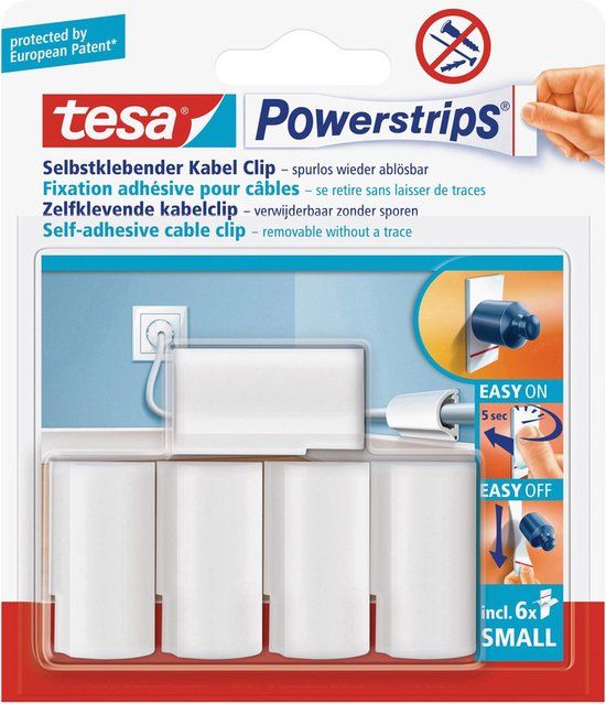 Tesa Powerstrips Kabelclip - Wit - 5 Stuks