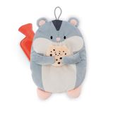 61939 Mymochi 61939 Shai Hamster pluche warmwaterkruik met koekje, inhoud 300 ml, 30 cm, grijs, knuffelige metgezel vanaf 10 maanden, verwarmingskussen voor kinderen en volwassenen
