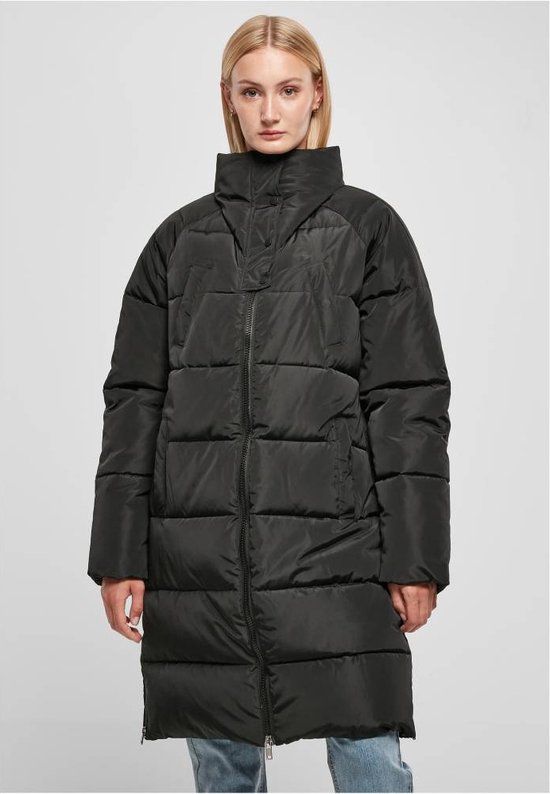 Urban Classics High Neck Puffer Winterjas - Zwart - Maat S